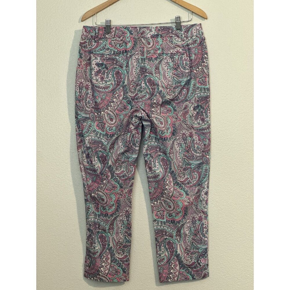 Talbots Women's Paisley Perfect Crop Pants, Size 10 Purple Colorful - Picture 9 of 11